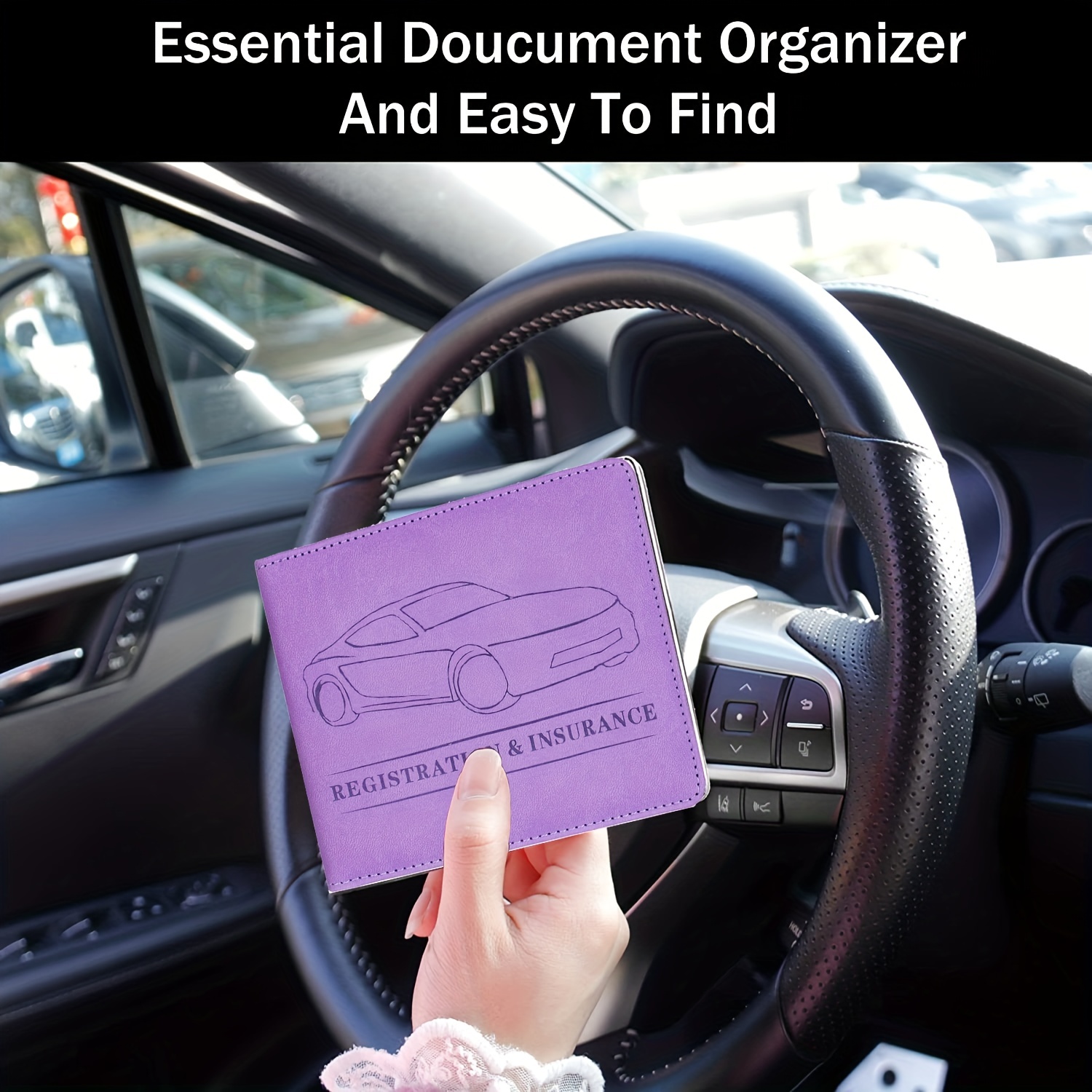 Auto Car Essential: Car Registration Insurance Card Holder - Temu