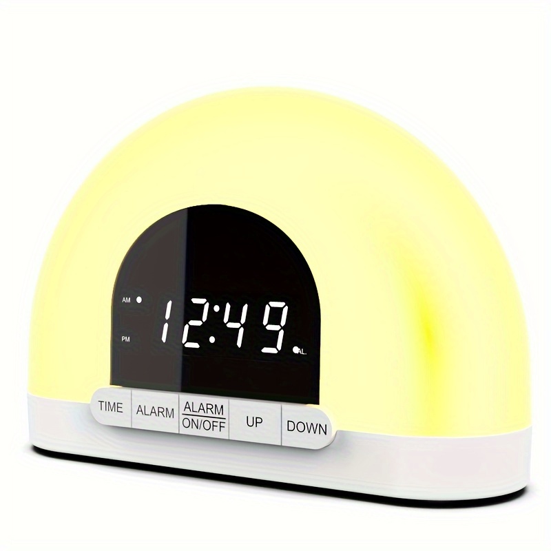  Luz de despertador de amanecer, reloj despertador inteligente  con ruido blanco natural, alarma dual y pantalla táctil, regulable al lado  de la lámpara, luz nocturna portátil de ahorro de energía/lámpara de