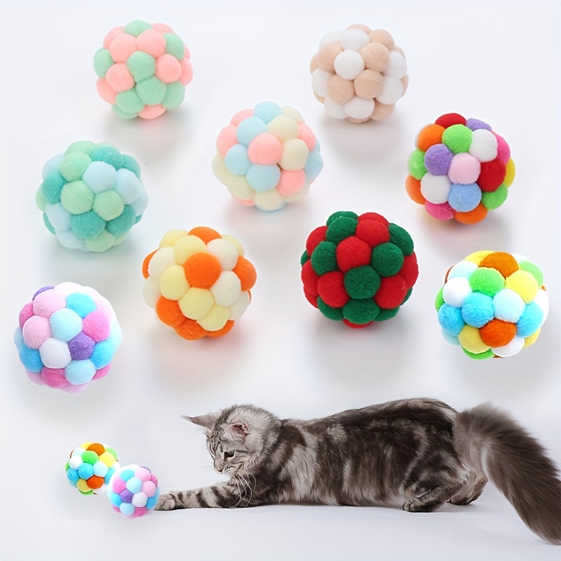 100Pcs Pet Scratch pom pom DIY crafts Puff Balls for Kids Cat Toy Balls Chew