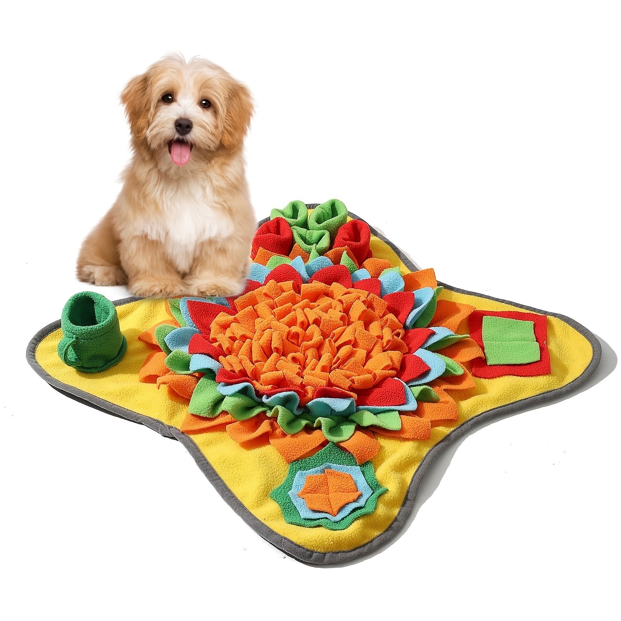 Interactive Dog Toys Snuffle Mat for Dogs, Chips Dog Snuffle Toy Treat Puzzle Toys, Large Dog Enrichment Toys Crinkly Squeaky Hide & Seek Toy for