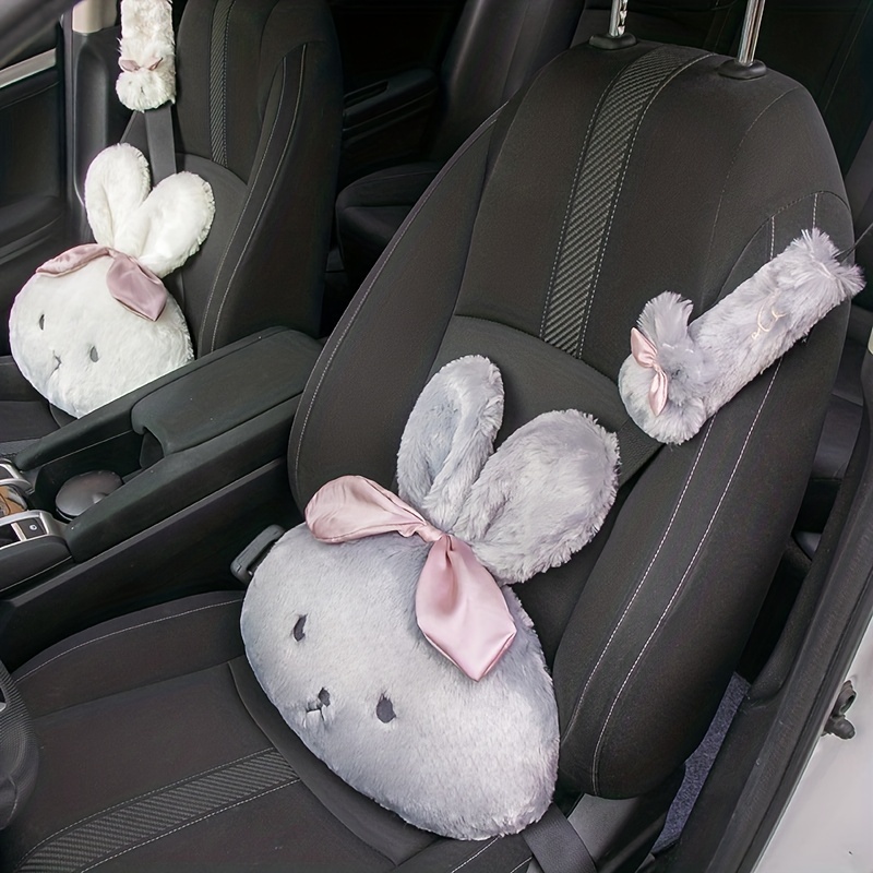 1pc Cute Bunny Shape Car Headrest Pillow Neck Pillow Lumbar - Temu