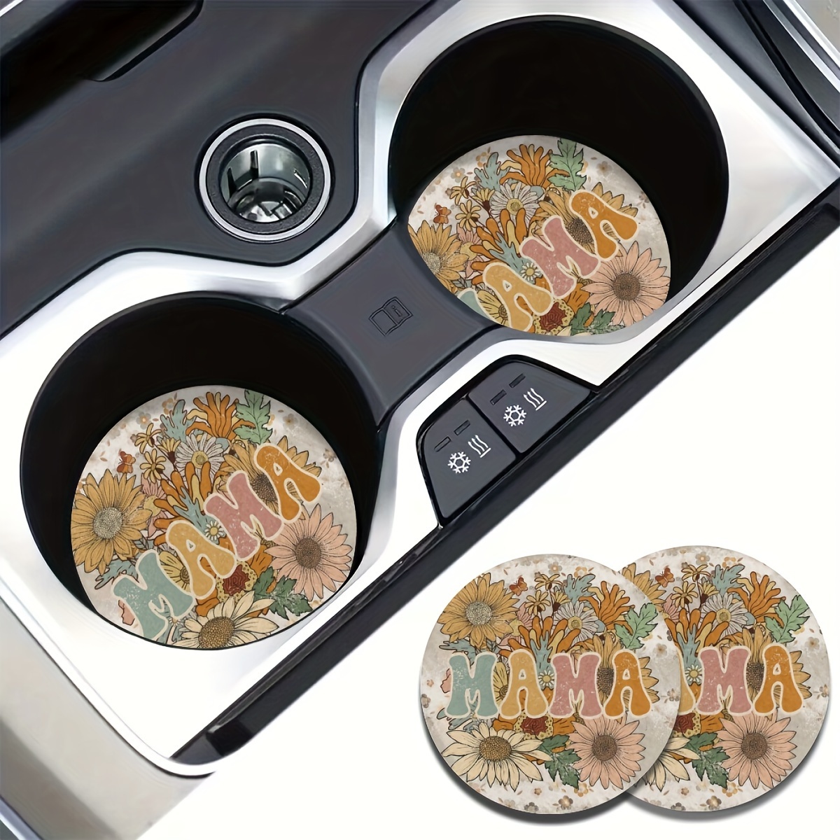 Cute Car Coasters - Universal Anti Slip Insert Cup Holder Mats For Women &  Men - Finger Notch Car Accessories - Temu Poland