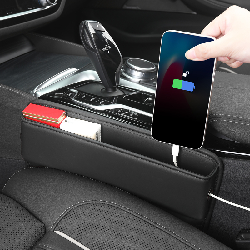 Car Front Seat Storage Bag Box Pu Leather Auto Console Side Seat Gap Filler  Phone Holder Interior Seat Organizer - Stowing Tidying - AliExpress