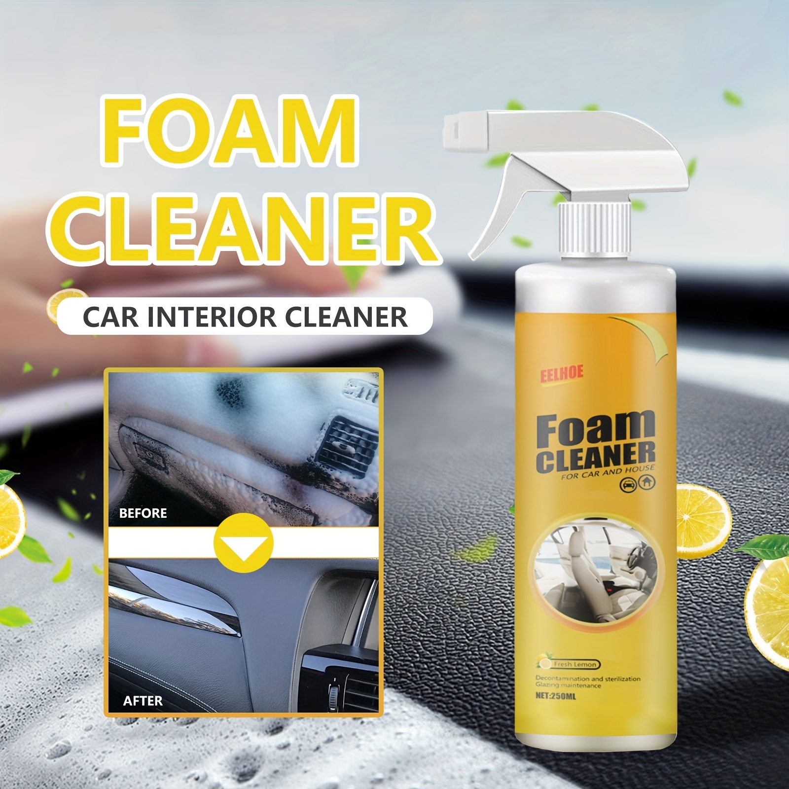 Car Carpet Cleaner, Multifunctional Foam Cleaner, Car Interior Cleaning,  Ceiling Seat Wash-free, Strong Decontamination