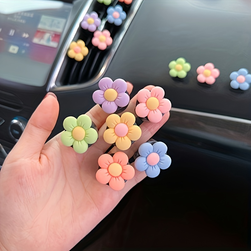 2 Pieces Daisy Flower Air Vent Clip Cute Car Air Freshener Clip Boho Car  Air Outlet Decorations Charm Car Inter Decor Accessories for Girls Women 