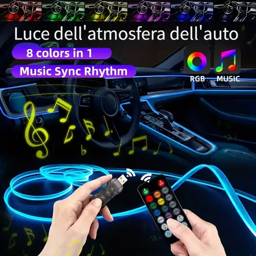 Acquista 4 pezzi di luce USB per auto 7 colori RGB LED Auto atmosfera per auto  luce decorativa lampada accessori automobilistici decorazione interni Mini  luce