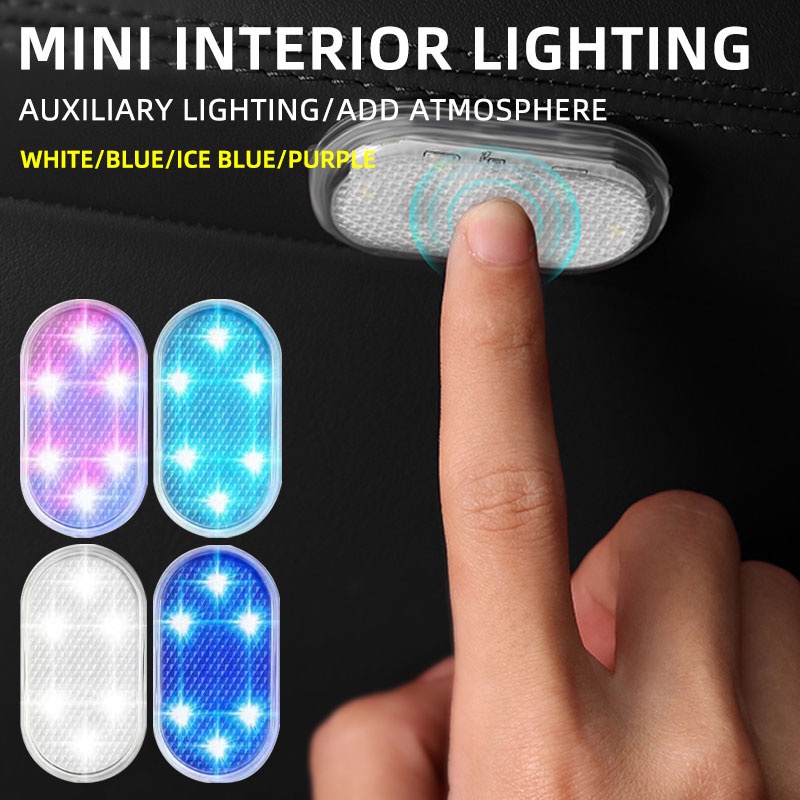 Auto-LED-Leuchten, 2pcs Universal-Touch-Auto-LED-Leuchten Innenraum, USB-wiederaufladbare  LED-Licht Auto-Innenbeleuchtung, tragbare drahtlose LED-Leuchten