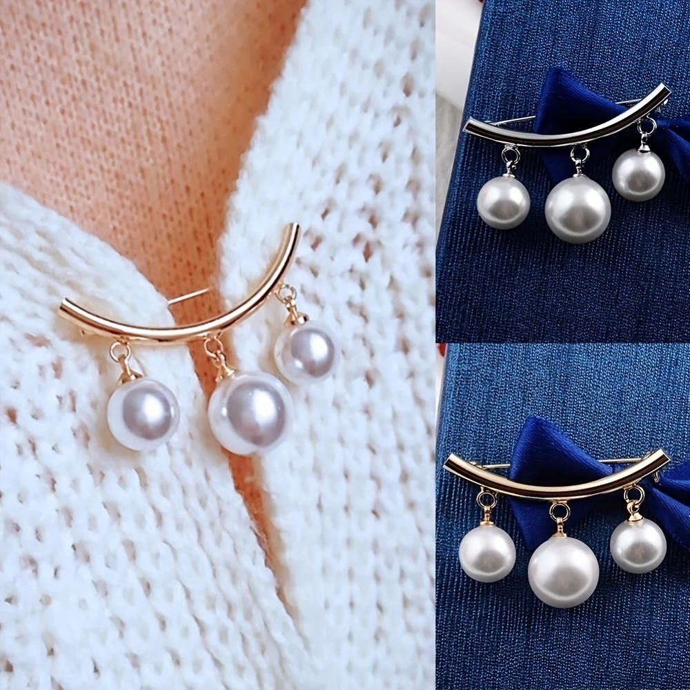  Button Brooches,Button Scarves Buckle,Shawl Clip Faux Pearl  Rhinestone Clip Design Chain Style Fine Craftsmanship Elegant Decoration  Jewelry Vintage Sweater Shawl (Style : A): Clothing, Shoes & Jewelry