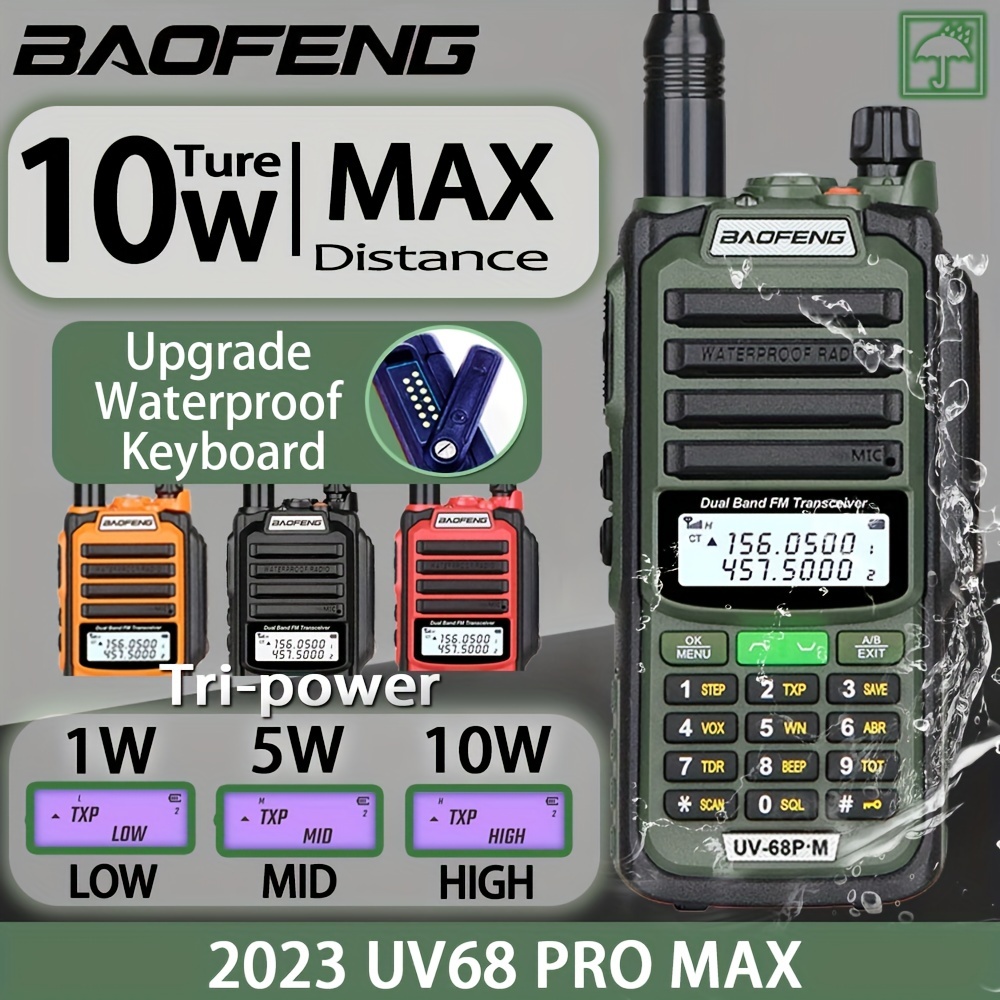 Baofeng UV-9R Plus Type-C Charge Rapide Universelle 10W IP67-IP68 Talkie  Walkie Étanche Haute Puissance CB Ham Longue Portée UV9R Radio