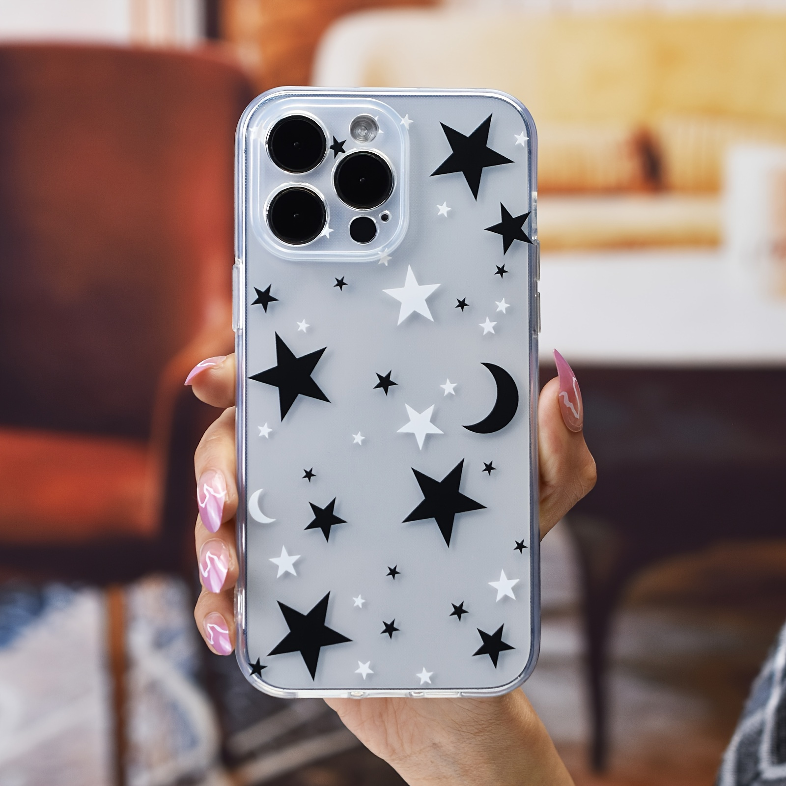 Grey Black Star Pattern Phone Case Iphone 11 12 13 14 Pro - Temu