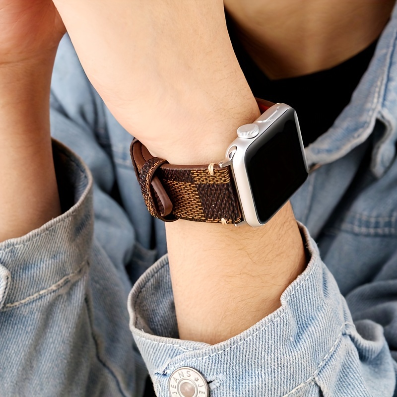 Bracelets de remplacement en cuir style Louis Vuitton compatible avec Apple  Watch 38mm 40mm 42mm 44mm