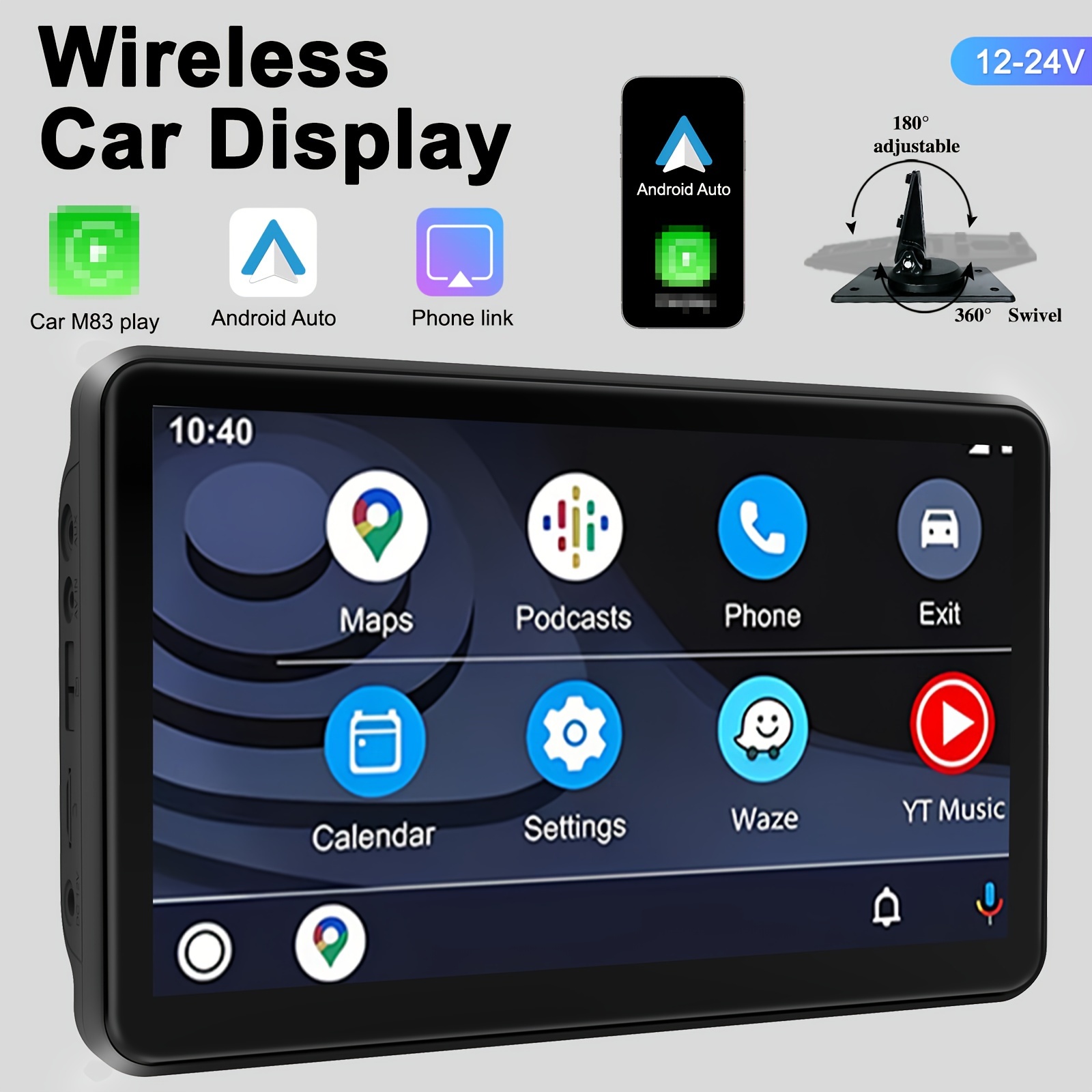 Universal Android 10 Autoradio Coche Navegación Estéreo Reproductor  Multimedia GPS Radio Pantalla Táctil Enchufe Universal