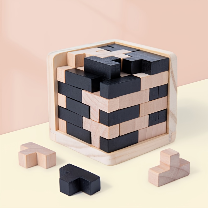 4 Pack Jeux de puzzle en bois Casse-tête Jouets - Puzzles 3D pour