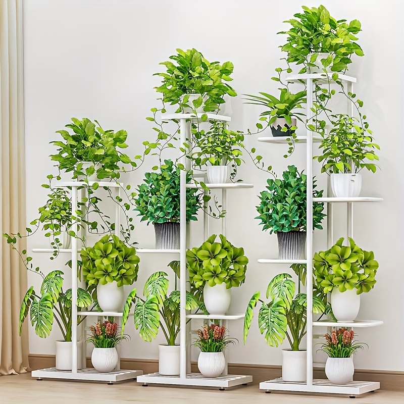 2 PCS Metal Plant Stand Multiple Flower Pot Holder Shelves Display Garden  Indoor