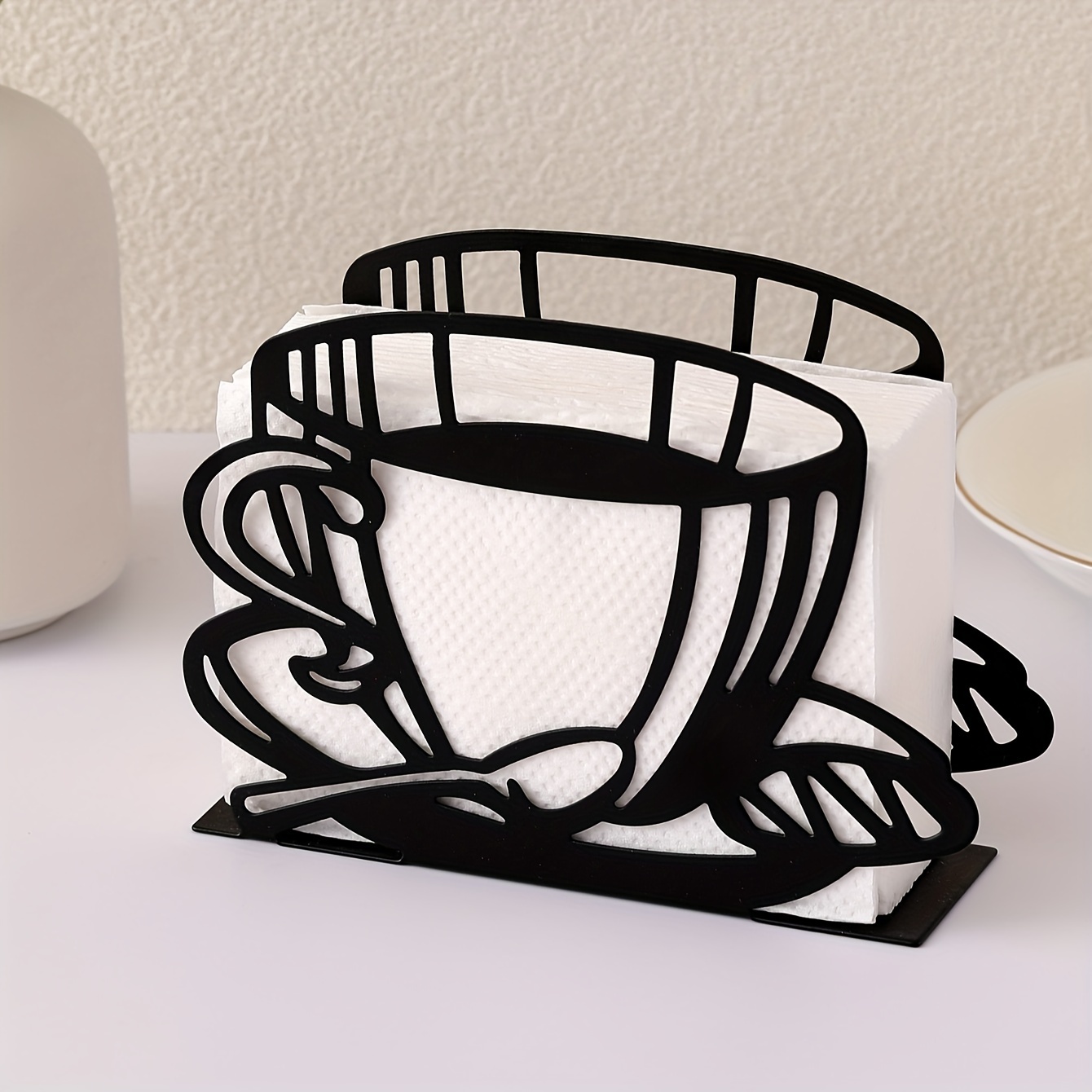 Tazas de café de cristal (x6) con soporte de metal negro COFFEE CLUB