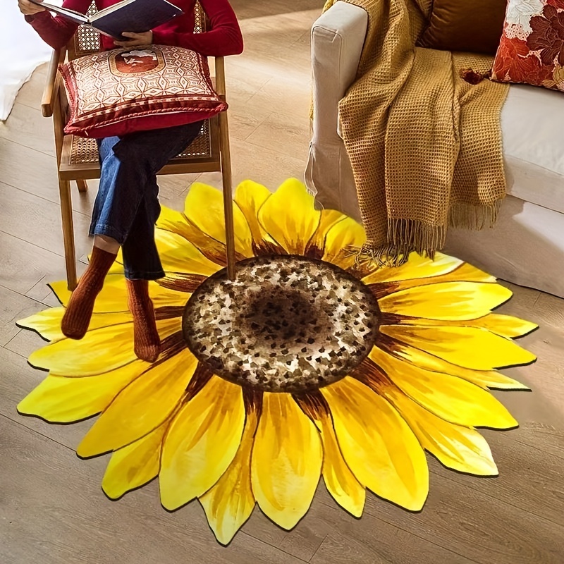 Chair Mat Takashi Murakami Sunflower Cool Floor Rug Carpet Room Doormat  Non-Slip (80cm X 80cm, 7#)