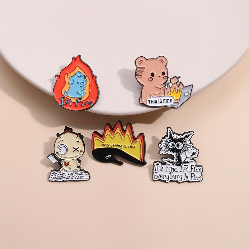 cute And Quirky this Is Fine Dog Cartoon Brooch Perfect - Temu