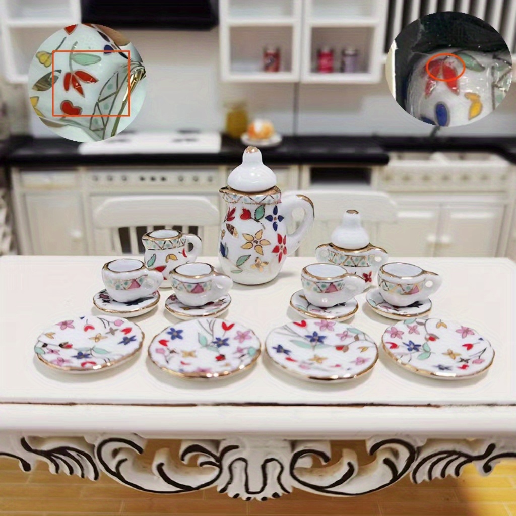 Vintage Miniature China Tea Set Souvenir Tea Pots Tea Cups Mini