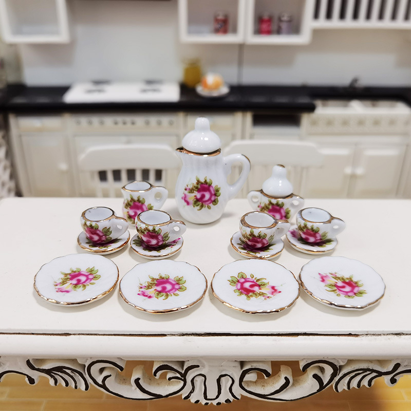 Ebros - Juego de 4 tazas de té de porcelana con diseño de flores botánicas  grandes y coloridas, con colador como teteras y tazas de té, para