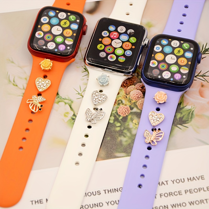 Smart Watch Silicone Strap Accessories 5pcs Diamond Ring for Apple Watch 7  6 5 for Samsung Galaxy Watch Band Ornament Nails