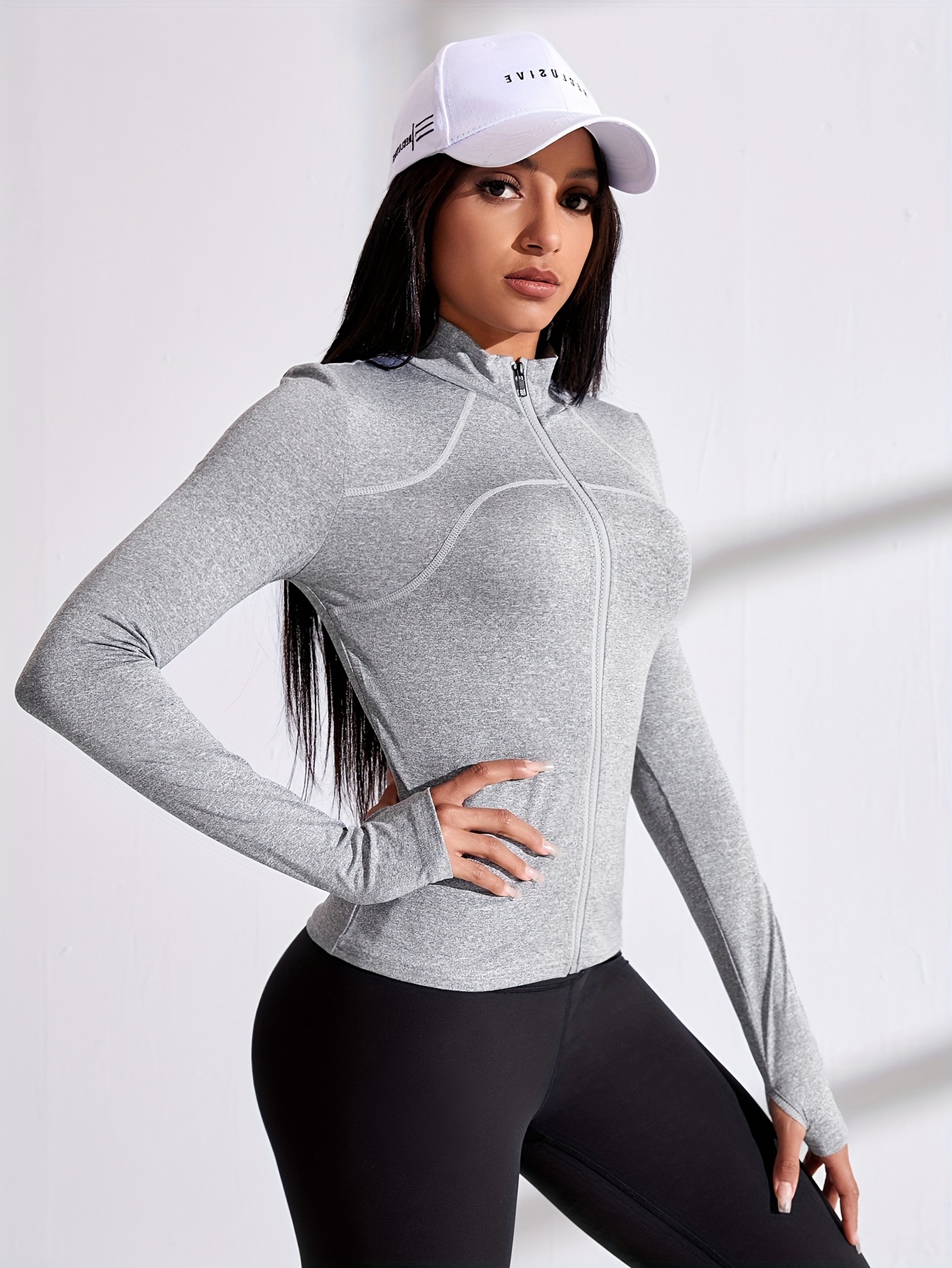 Long Sleeve Hooded Jacket, Breathable Sheer Mesh Running Workout Sports  Top, Women's Tops