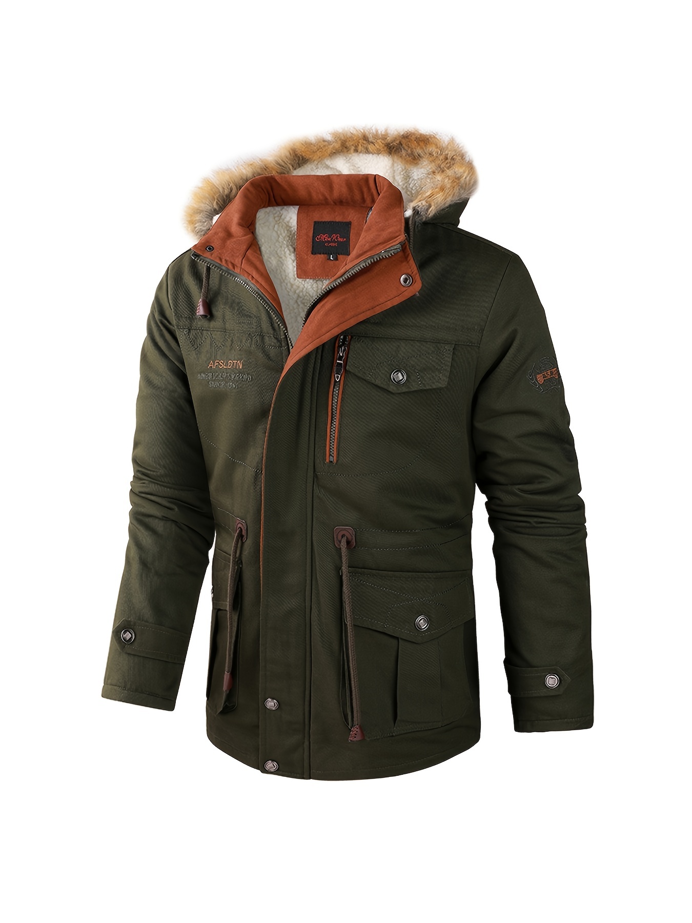 Chaqueta larga gruesa de invierno para hombre, abrigo con capucha, Parkas  informales para hombre, abrigo cálido sólido, chaquetas