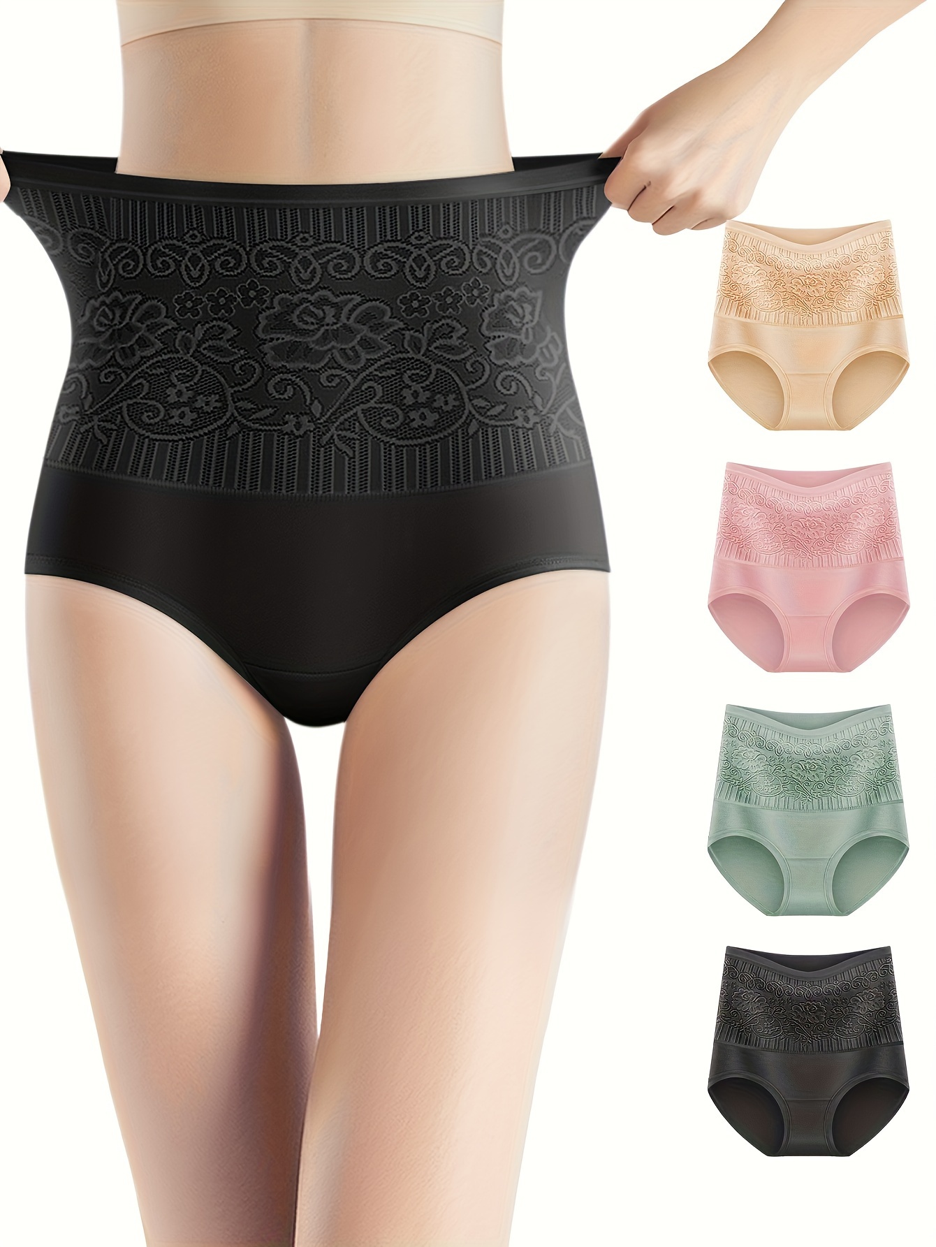 Women's Shapewear High Waist Bikini Panties, Solid Tight-fitting Tummy  Control Panties, Women's Lingerie & Underwear