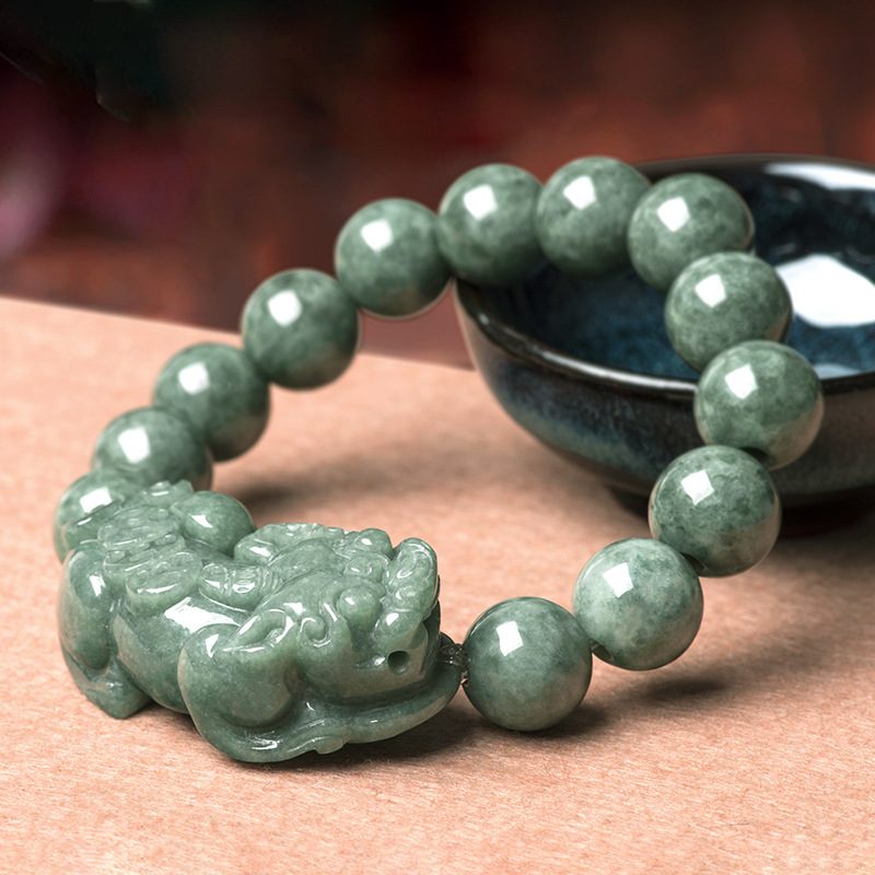 1pc Natural Jade Olive Green Meteorite Graphite Green Jade Bracelet Green Jade Bracelet Natural Stone Men's Bracelet,Temu