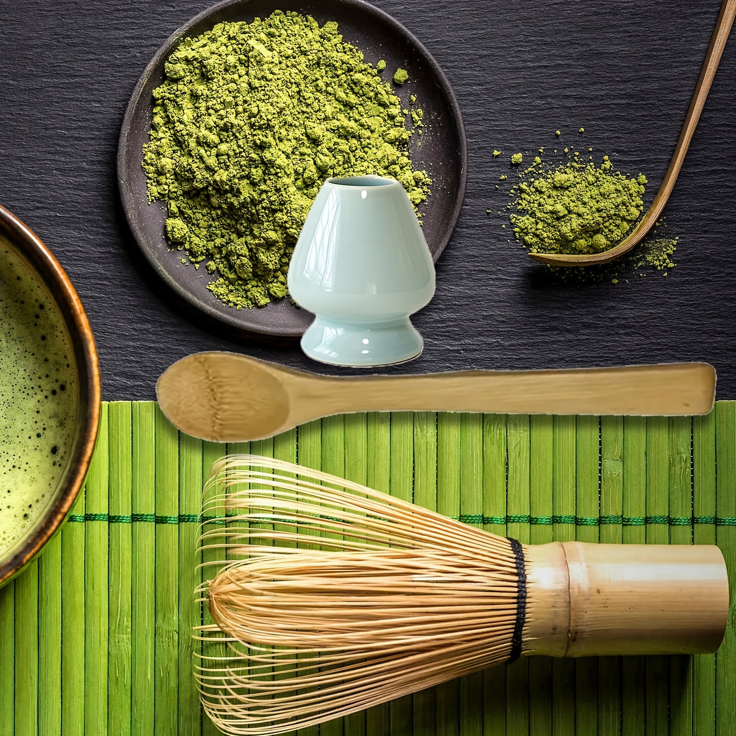 Matcha Green Tea Powder Whisk Diy Grinder With Bamboo Brush - Temu