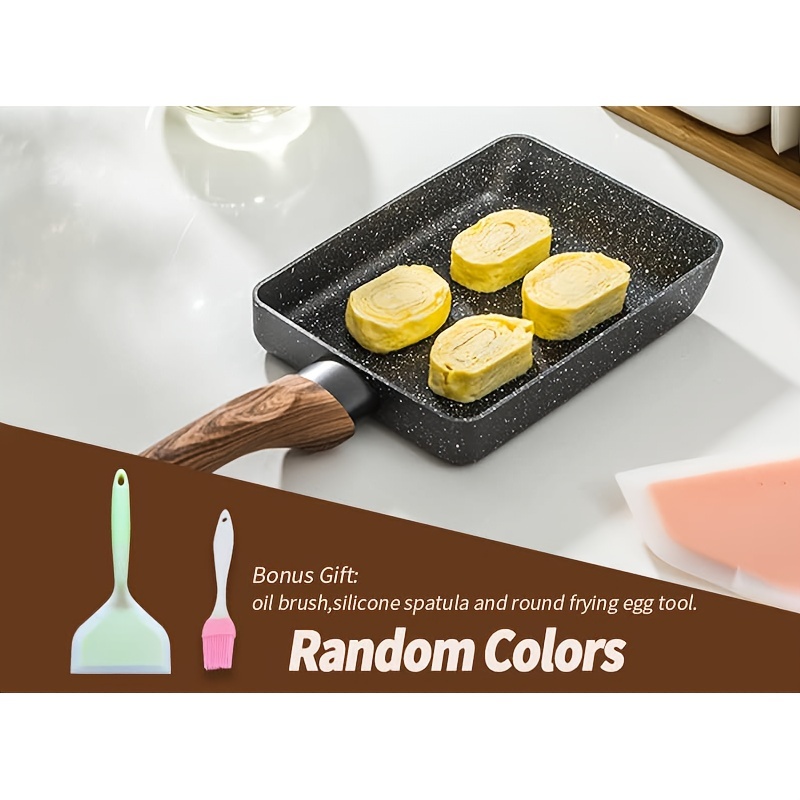 Tamagoyaki Pan Japanese Omelette Pan, Non-Stick Coating Square Egg Pan to Make Omelets or Crepes (Pink)
