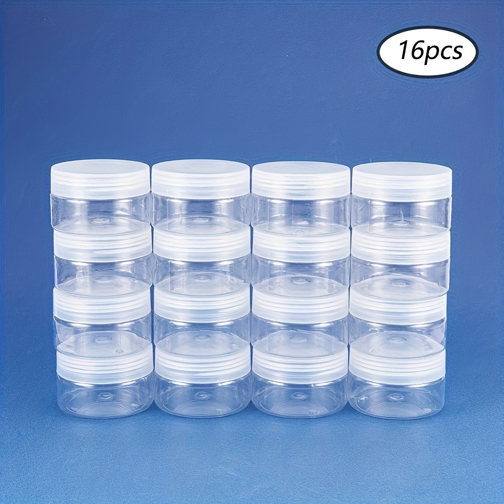 Opret 12 Pack 10oz Empty Slime Containers, Large Plastic Slime Jars with Lids and Labels Clear Storage Organizers for Slime Making, Food and Beauty