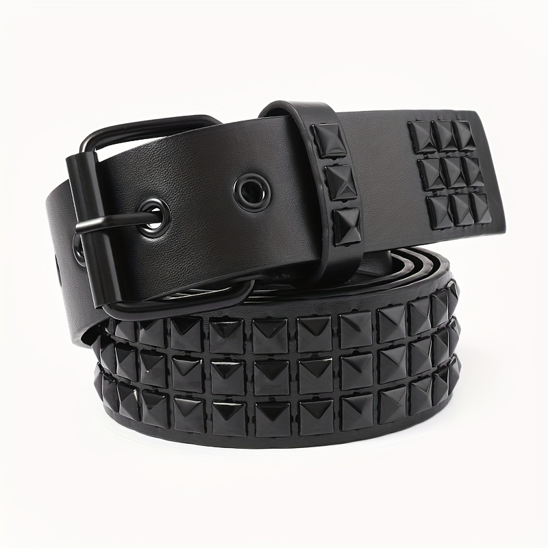 Studded Belt Metal Punk Rock Rivet Belt Emo Pyramid Stud Belt Threads  Studded Goth Belt For Women Men Jeans Skirt (black)