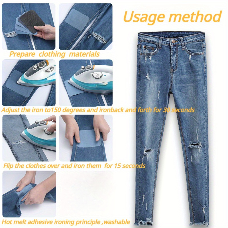 20pcs/Set Fabric Iron On Patches With Glue Back Elbow Repair Pants Jean  Clothing
