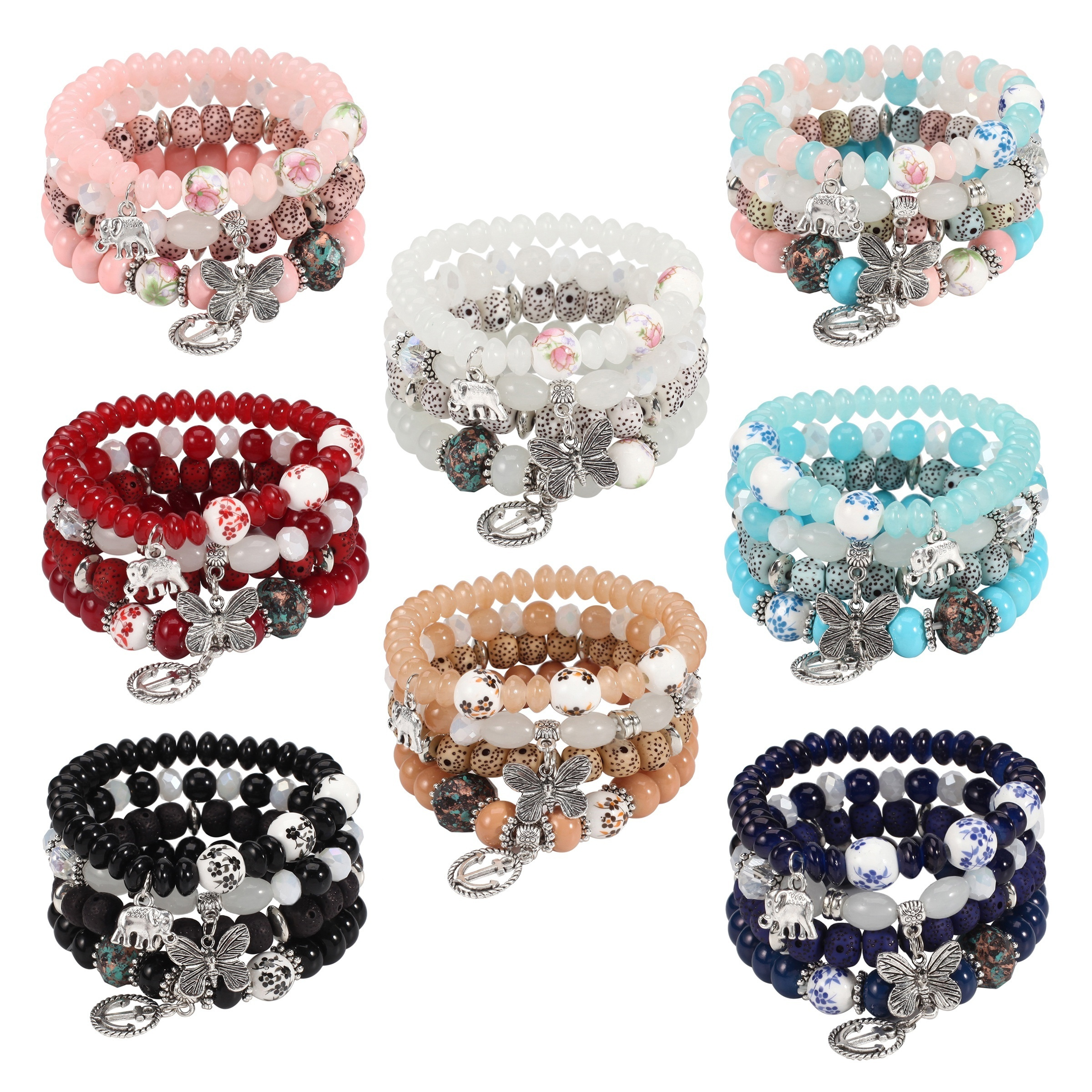 12Pcs/Set Colorful Seed Beads Bracelet For Women Men Boho Natural Crystal  Stone Braided Bracelet Set Fashion Handmade Jewelry