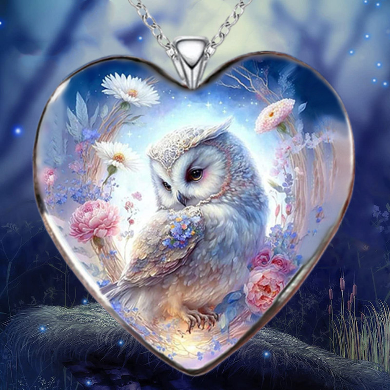 Gorgeous Vintage Silver Owl Pendant Necklace with Floating Charms,Temu