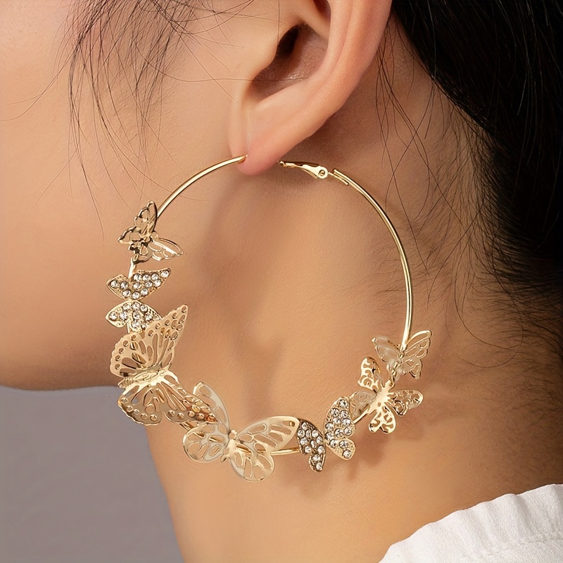 Luxurious Mesh Hoop Earrings Sparkling Golden Alloy 18K Gold Plated Hoop Earrings, Fashion Women Earring Jewelry, Jewels Gifts, 1.99, Alloy