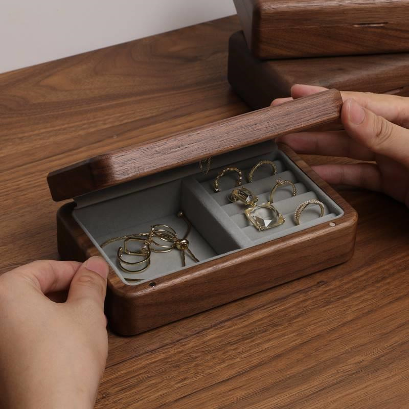 1pc Caja de joyería de madera rústica de 5 capas con espejo y cajones para  mujeres - Organiza collares, aretes, anillos y pulseras