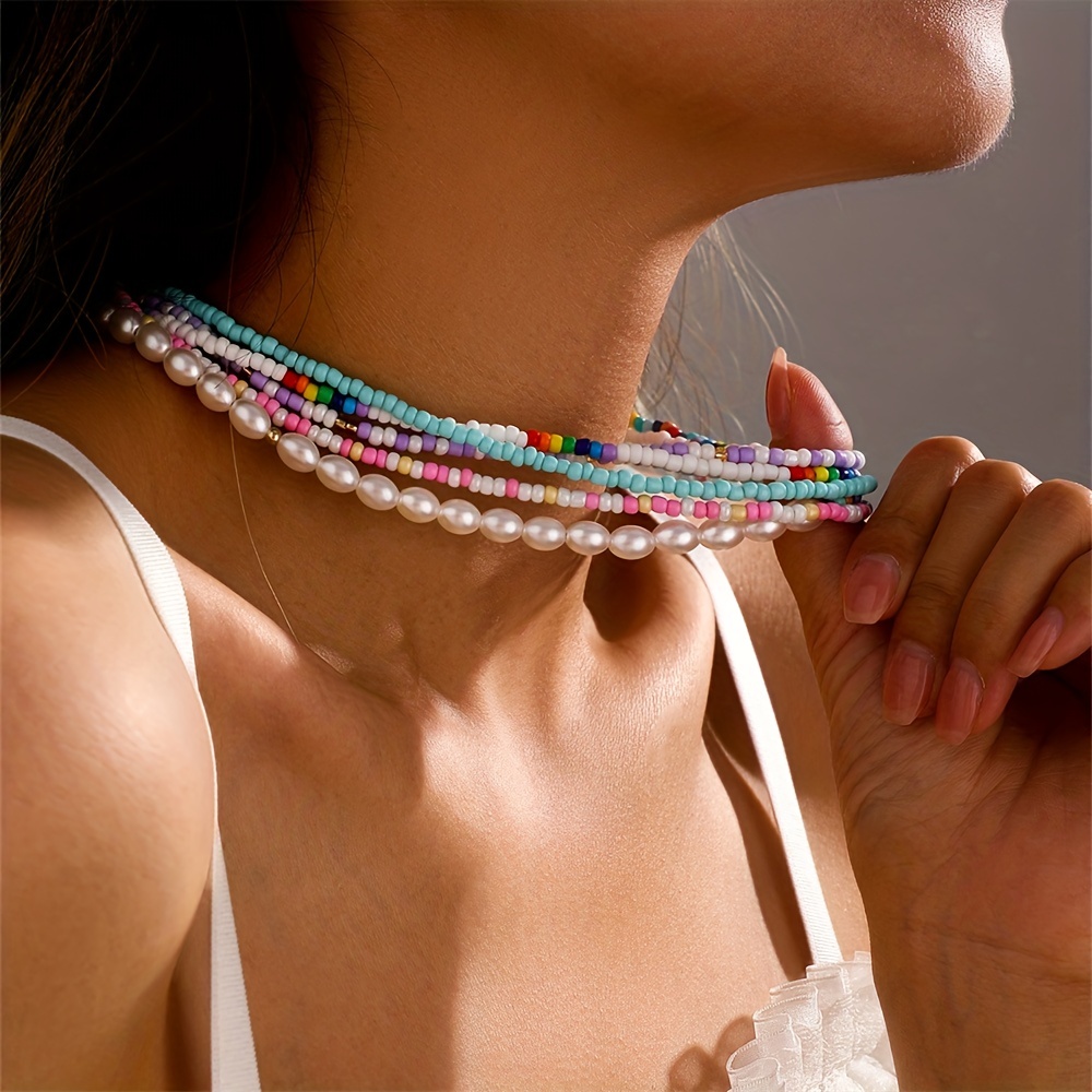 Coquette Style Necklace Made Tiny Beads Multi Styles Colors - Temu