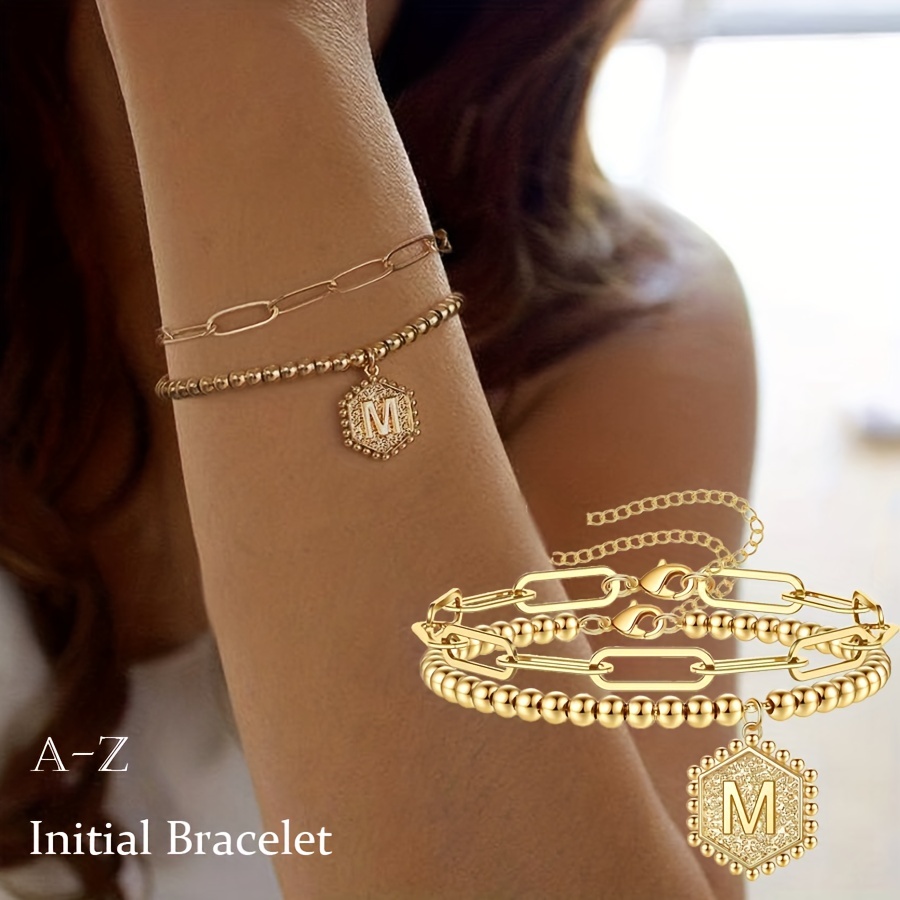 Stainless Steel V Letter 18k Gold Plated Bracelet Luxury Style Letter  Bracelet For Women - Temu