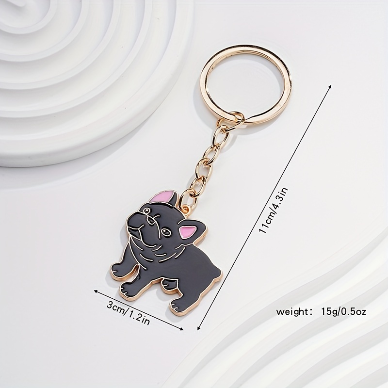 1pc Ladies' Purple Crystal Bull Terrier Keychain Cute Dog Toy Bag