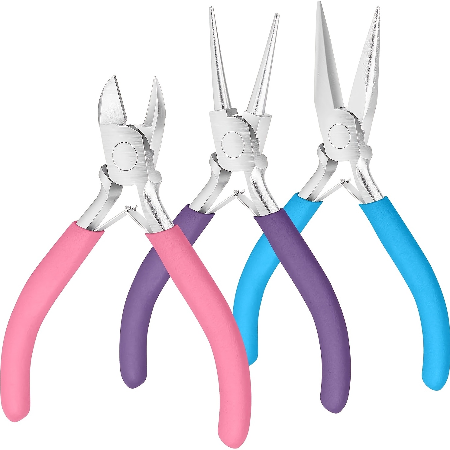 4.5 Inch 3-Step Wire Ring Looping Pliers Mini Precision Round Flat Nose  Combination Pliers Tools for DIY Jewelry Making Pink 