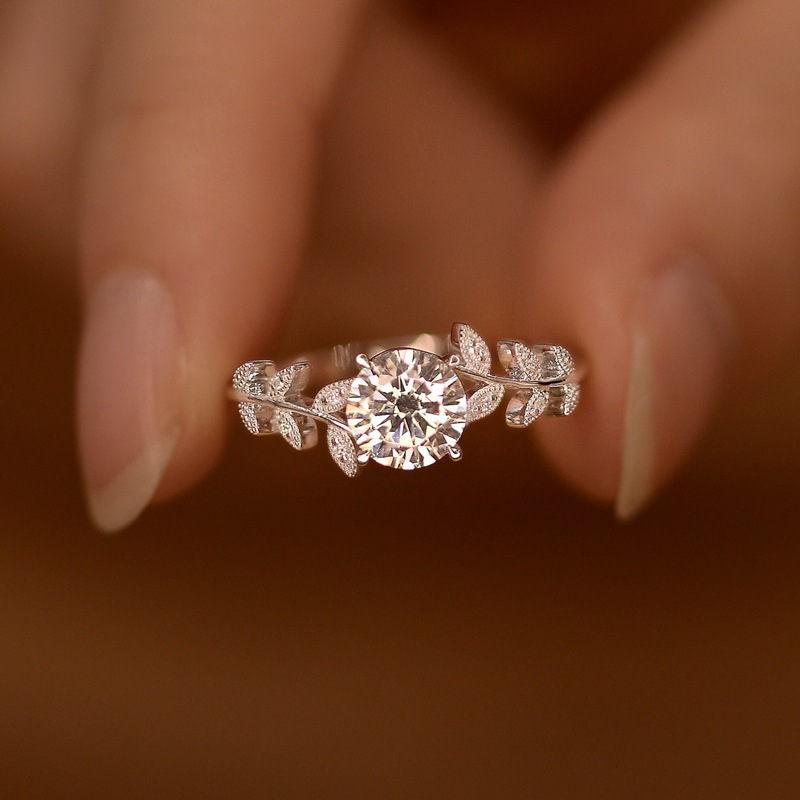 Anillo de plata 925 corte redondo zafiro blanco anillos de boda para mujer  6-10