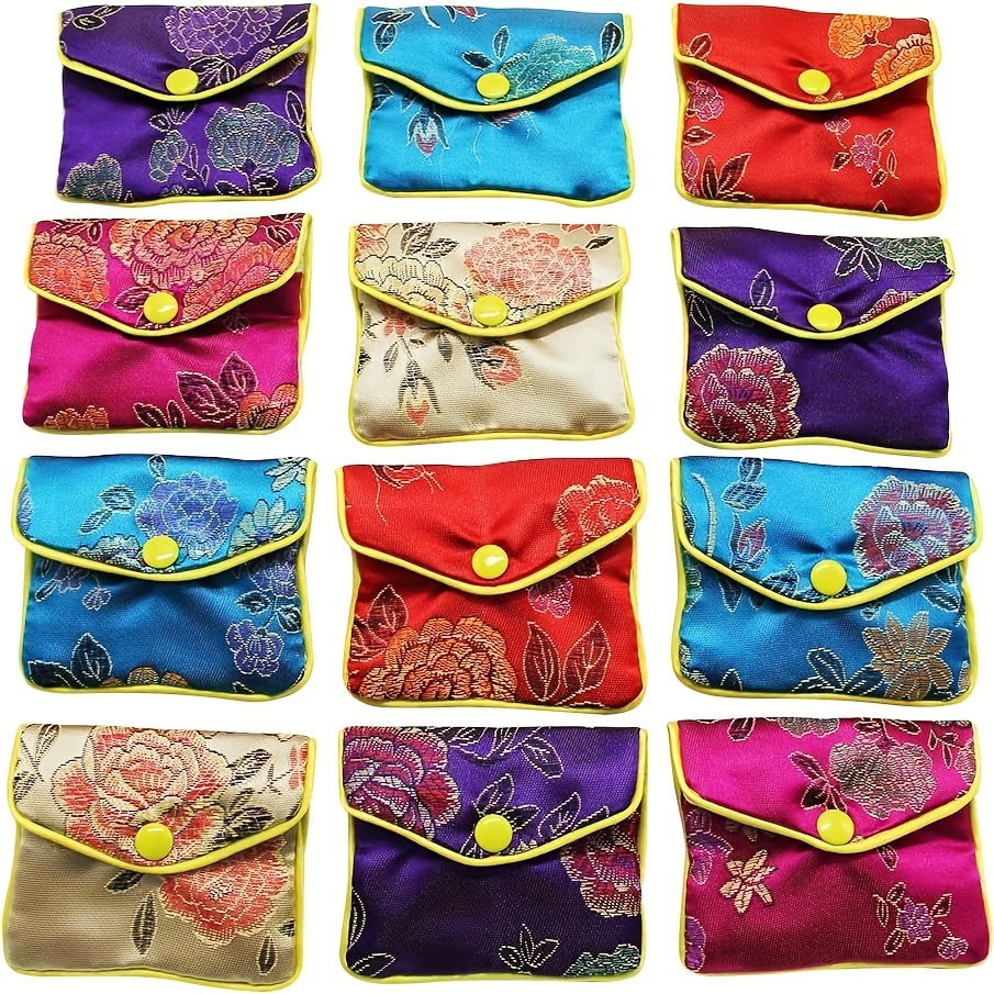  Tofficu 10 Pcs Drawstring Bag Jewelry Pouch Bag Small Silk  Purse Jewelry Silk Purse Bracelet Bags Sachet Wallet Wedding Gift Bag  Buddha Beads Pouch Brocade Prayer Beads Small Coin Purse: Clothing