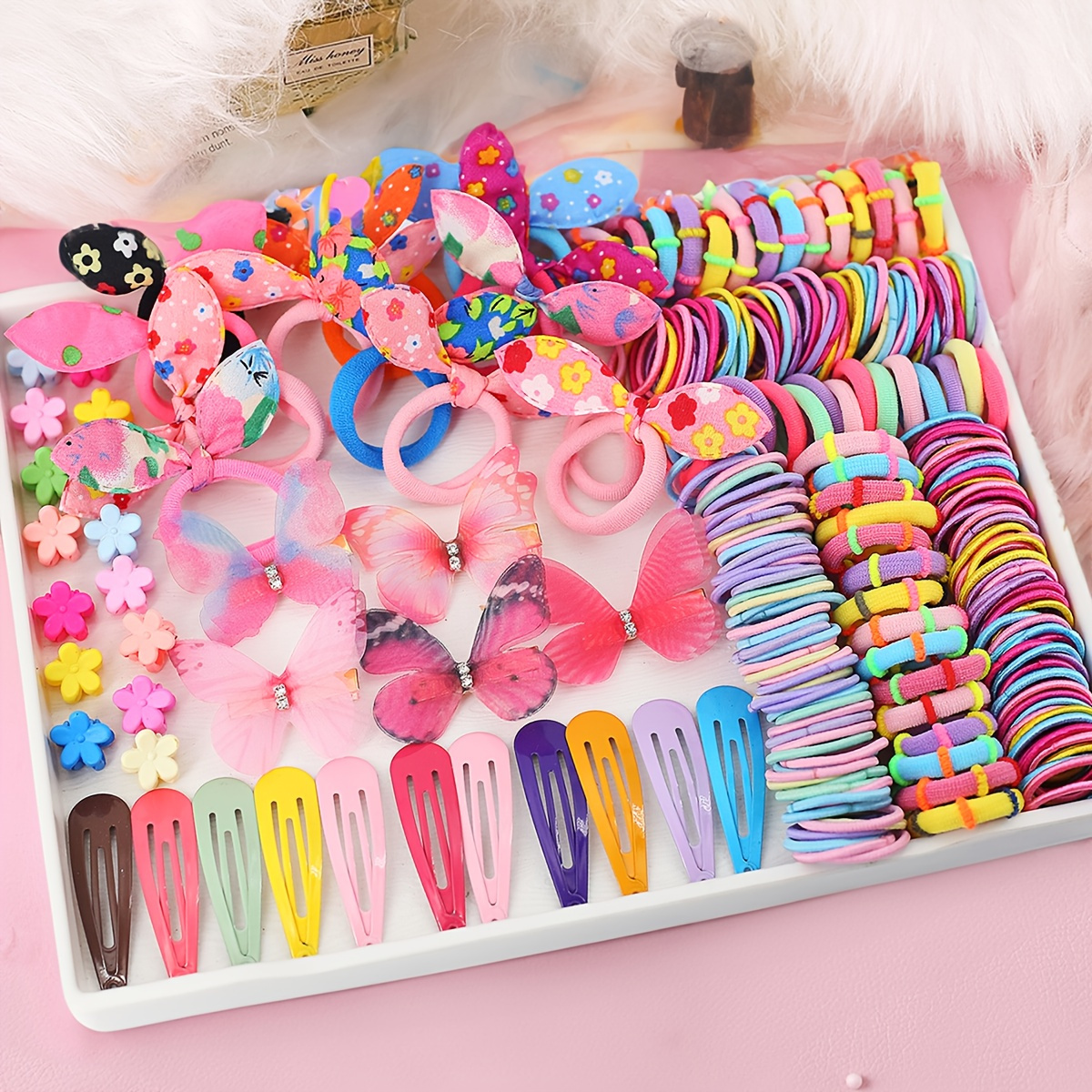 780PCS Color Clear Elastic Hair Bands Clips Mini Hair Claw Clips Rubber  Bands Hair Ties Kit