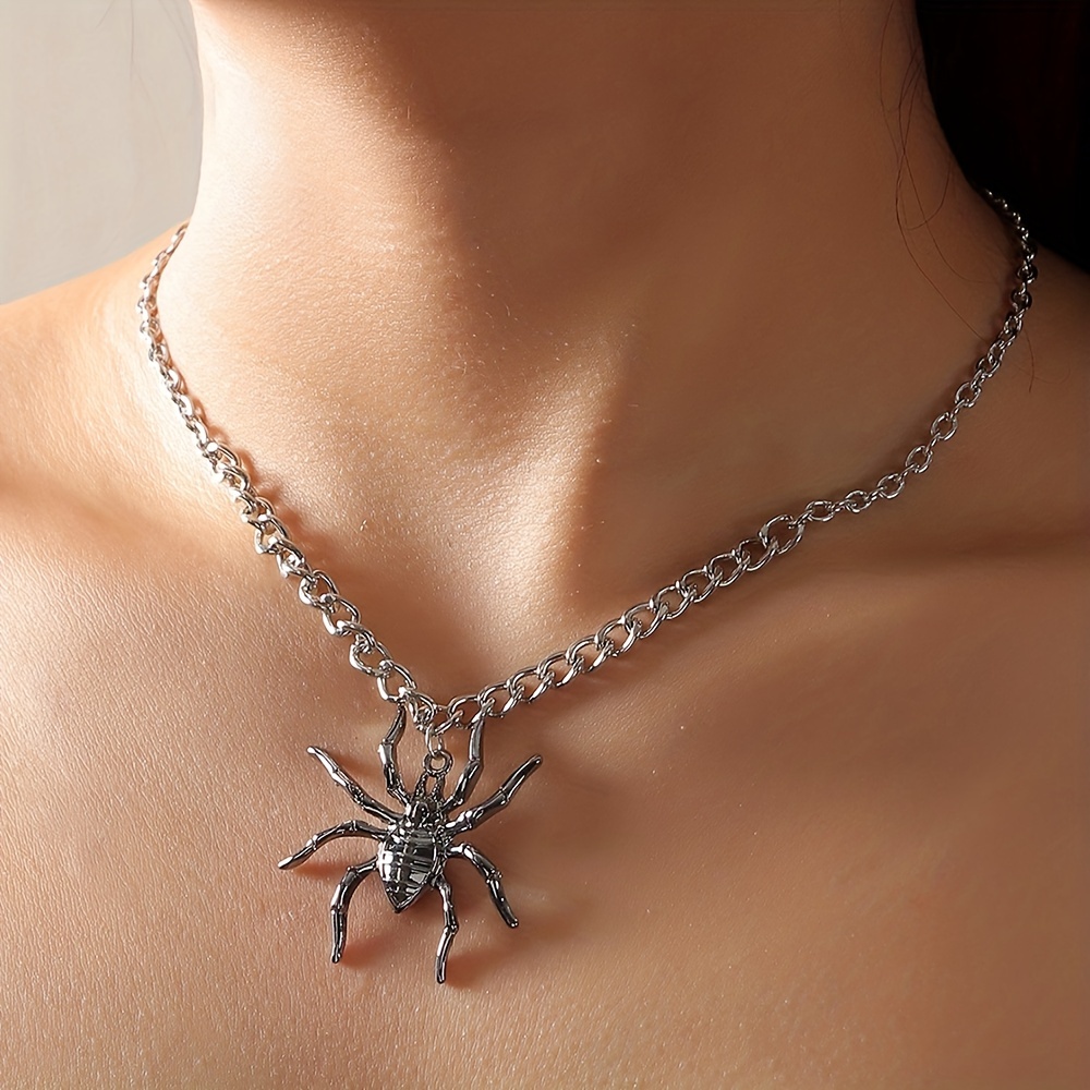 3 Sets Halloween Costume Spider Jewelry Accessories with Crystal  Rhinestones Spider Pendant Necklace Creepy Spider Dangle Earrings Spider  Stretch