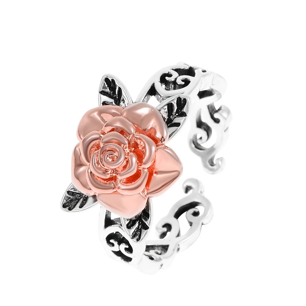 1pc Rose Flower Adjustable Ring For Girls, S925 Sterling Silver Thumb Ring,  Jewelry Gift For Girl Women