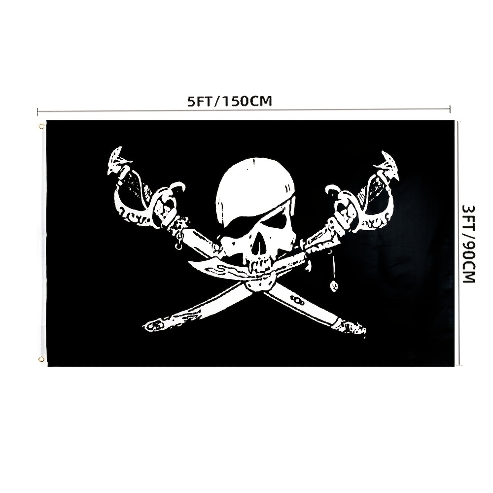 90x150cm Croix Mort Jolly Roger Pirate Drapeau Bannière Décoration