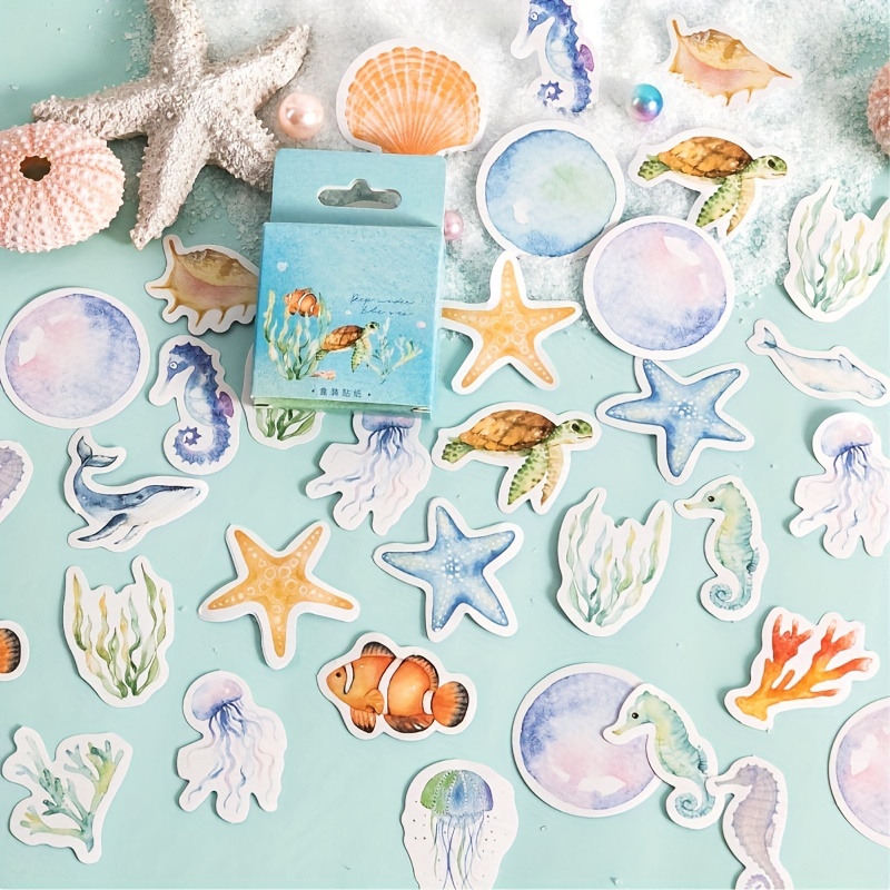 Beach Theme Stickers/ Summer Stickers / Planner Stickers/ Glossy Stickers/  Ocean Theme Stickers / Cute Sea Animals / Die Cut Stickers 