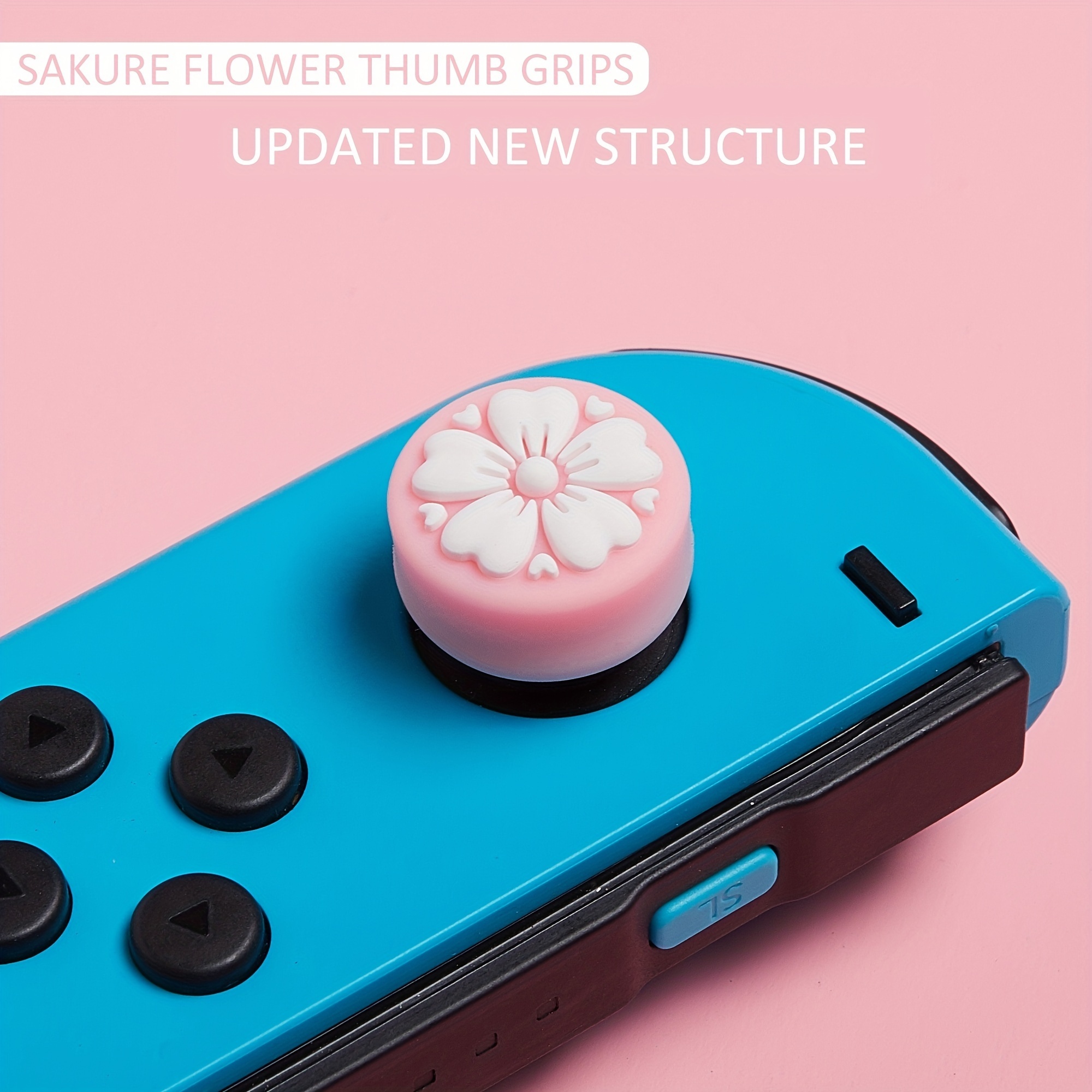 GeekShare Heart Button Caps Compatible with Nintendo Switch Only,PC Joystick  Cover,4PCS - Pink & Blue