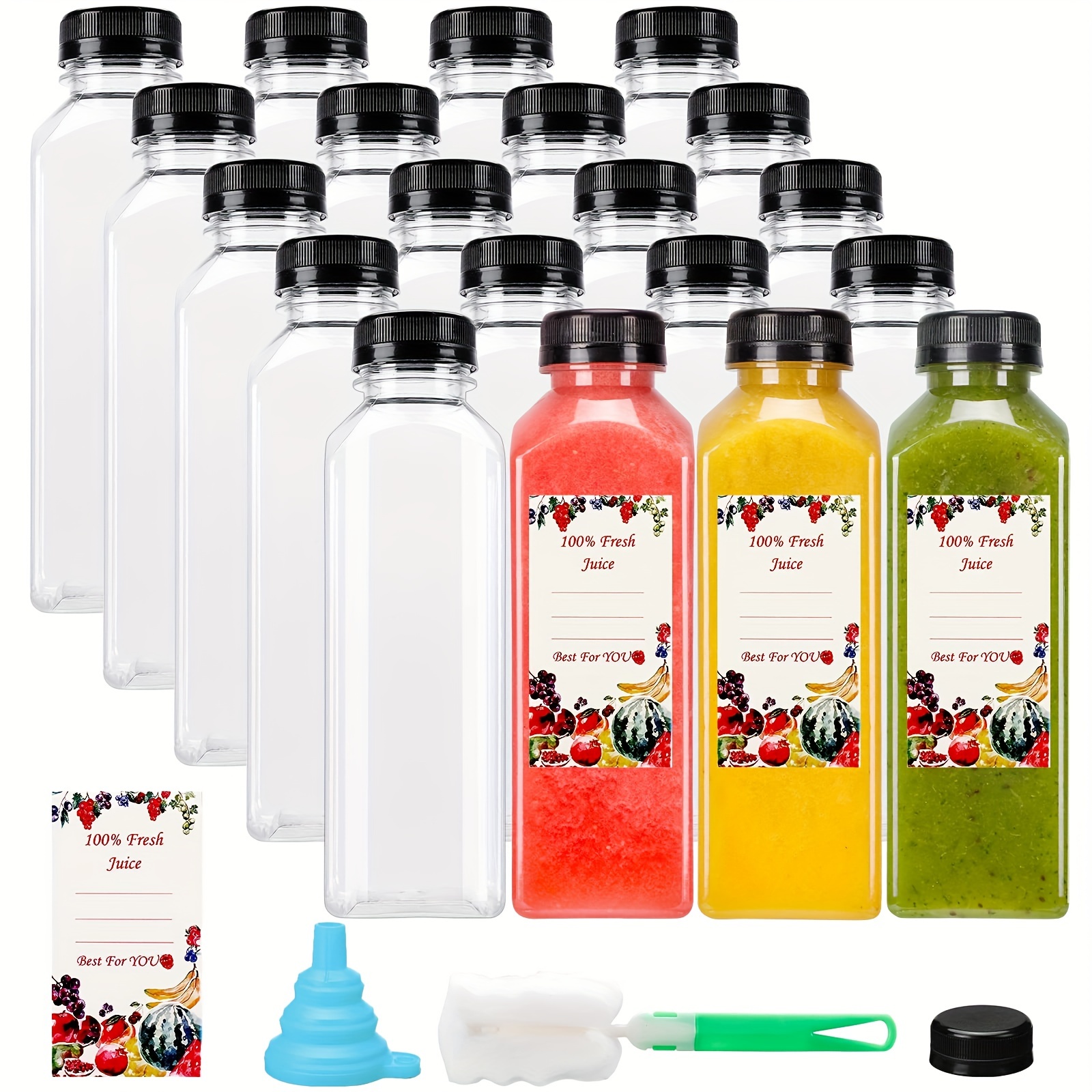 [100 PACK] 32 oz Empty Plastic Juice Bottles with Tamper Evident Caps -  Smoothie Bottles - Ideal for Juices, Milk, Smoothies, Picnic's and even  Meal